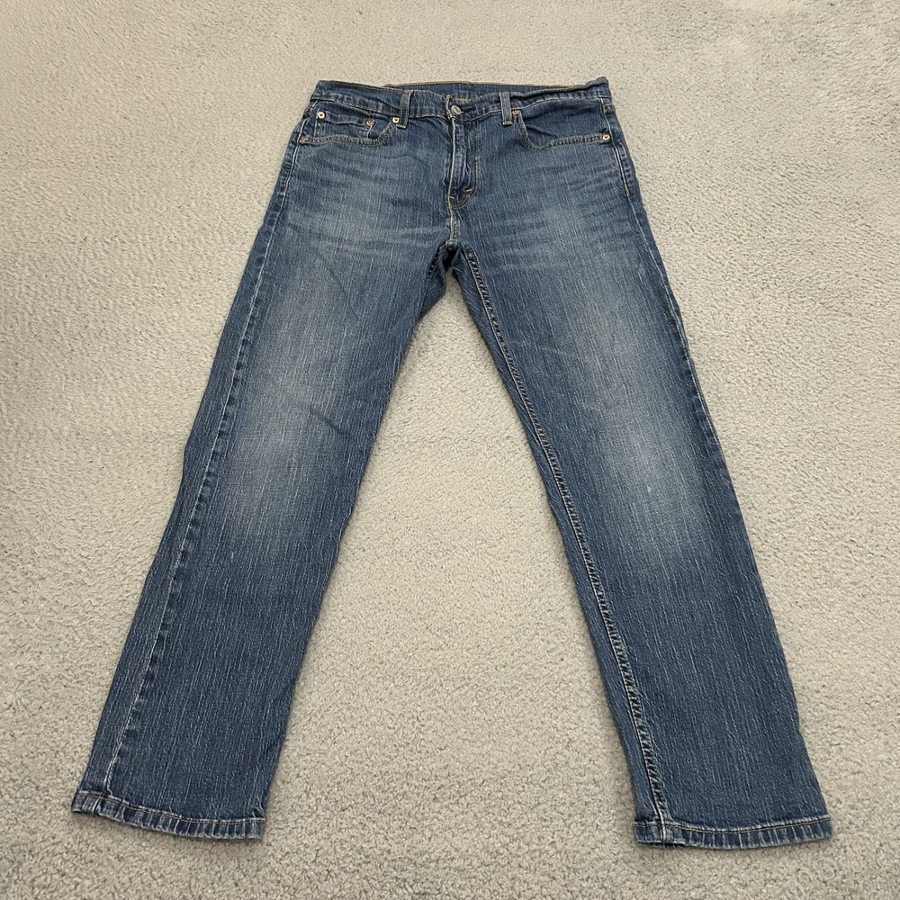 Levis Jeans Mens 33x30 Blue Denim 502 Tapered American Stretch Medium Wash Adult